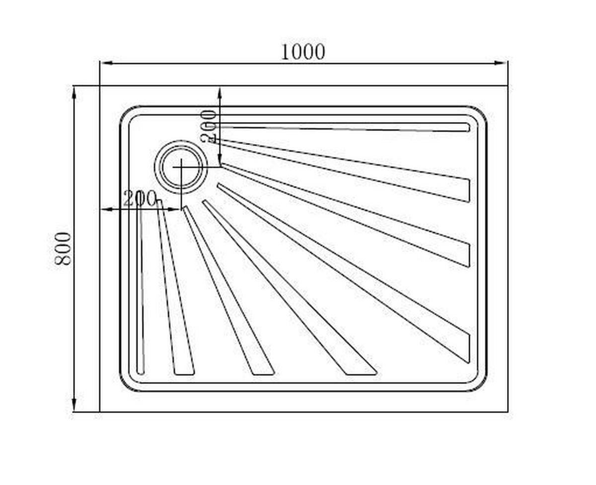Duschtasse Brausetasse Weiß 80x100x12,5cm - Weiß, KONVENTIONELL, Kunststoff (100/12,5/80cm) - Sanotechnik