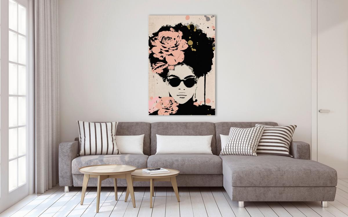 Obraz na plátne Desteny, 100/150cm - čierna/svetloružová, Basics, kompozitné drevo (100/150/3.00cm) - Modern Living