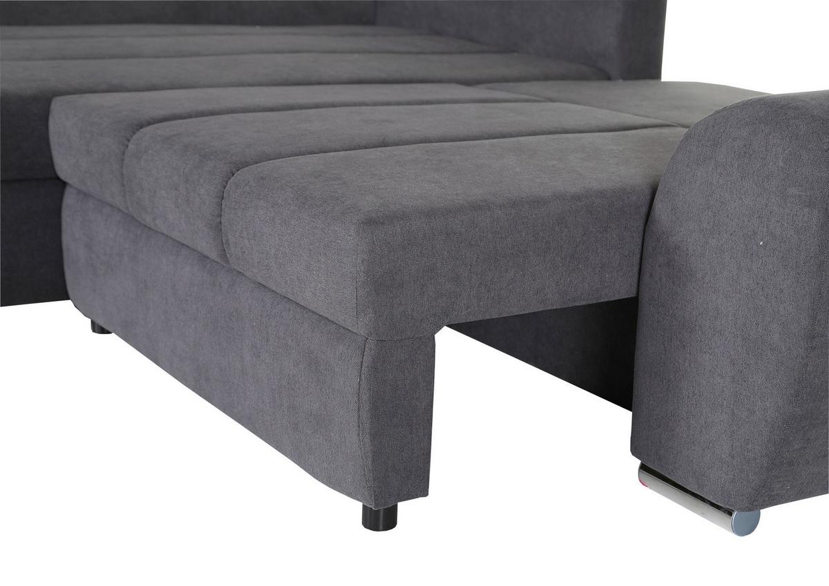 Ecksofa Mit Bettkasten Glasgow Dunkelgrau - Chromfarben/Dunkelgrau, KONVENTIONELL, Textil (175/270cm) - MID.YOU