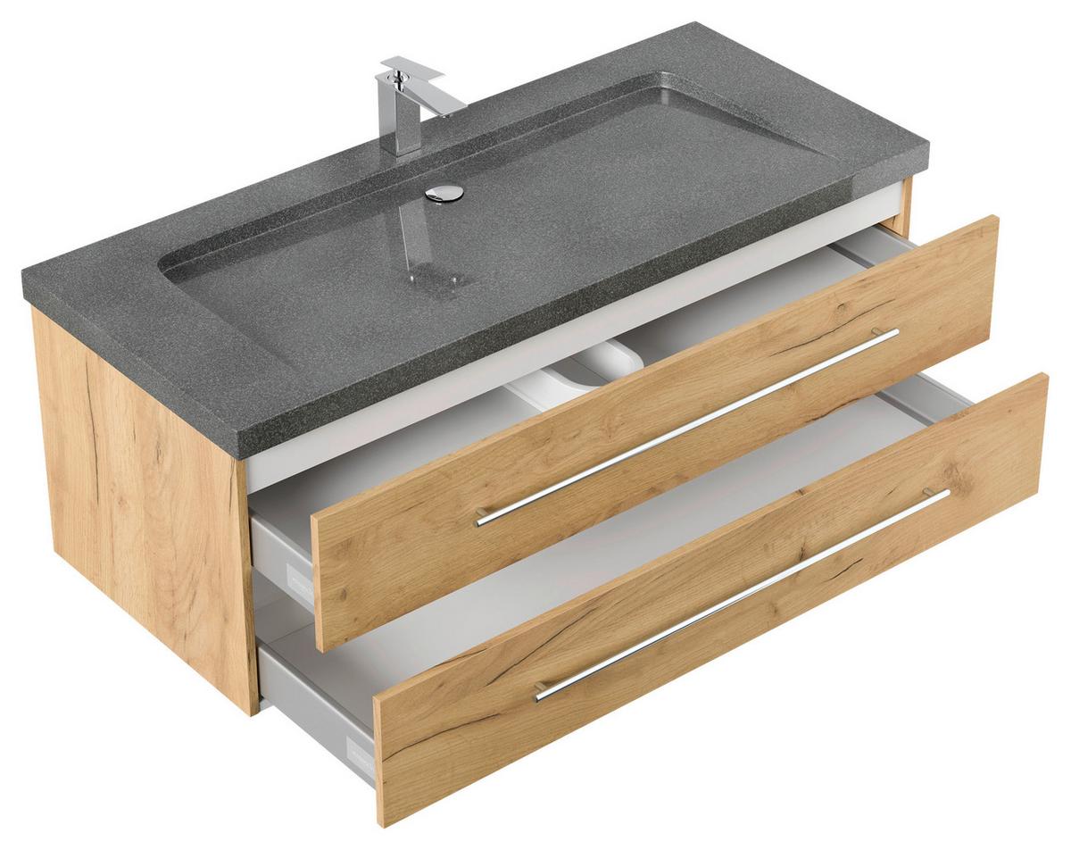 WASCHTISCHKOMBI Yamo, Eichefarben B: 100cm - Eichefarben, Basics, Holzwerkstoff/Stein (130cm) - MID.YOU