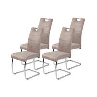 Schwingstuhl-Set Flora Beige B: 43 cm - Chromfarben/Beige, MODERN, Textil/Metall (43/98/59cm) - MID.YOU