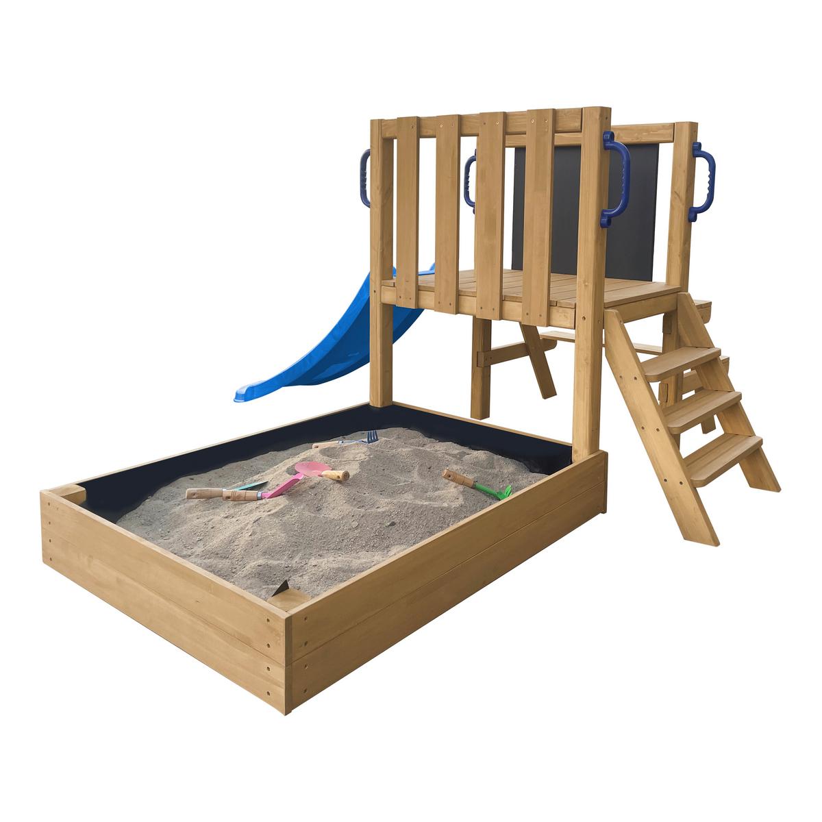 Spielturm Mit Rutsche Blau - Blau/Braun, Basics, Holz/Kunststoff (208,7/88/215cm) - Ambia Garden