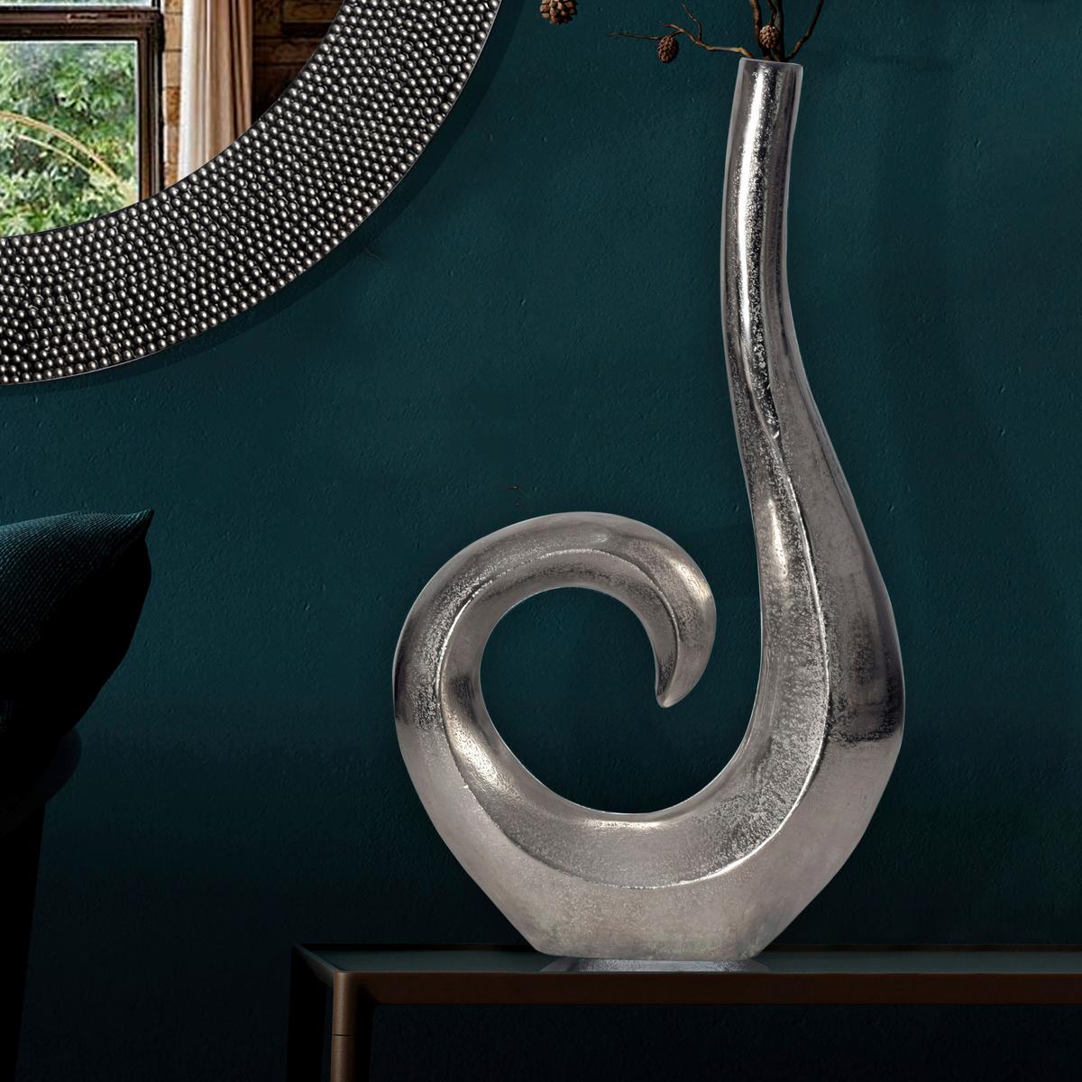Dekovase Spirale Silberfarben B: 26 Cm - Silberfarben, Design, Metall (26/47/8cm) - Livetastic