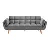 Rozkladacia pohovka CORA, sivý zamat, max. 360 kg - sivá/prírodná farba, Modern, drevo/textil (214/92/81cm) - Bessagi Home