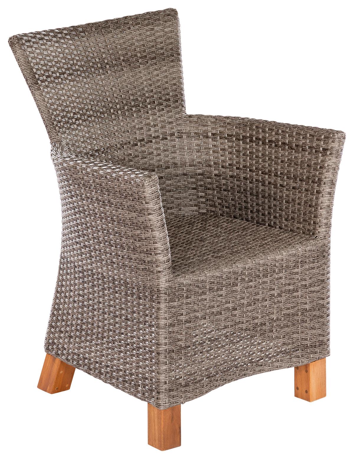 Gartensessel 2er-Set Toskana Akazie/Kunststoff - Naturfarben/Grau, MODERN, Holz/Kunststoff (66/88/66cm) - Gardenson