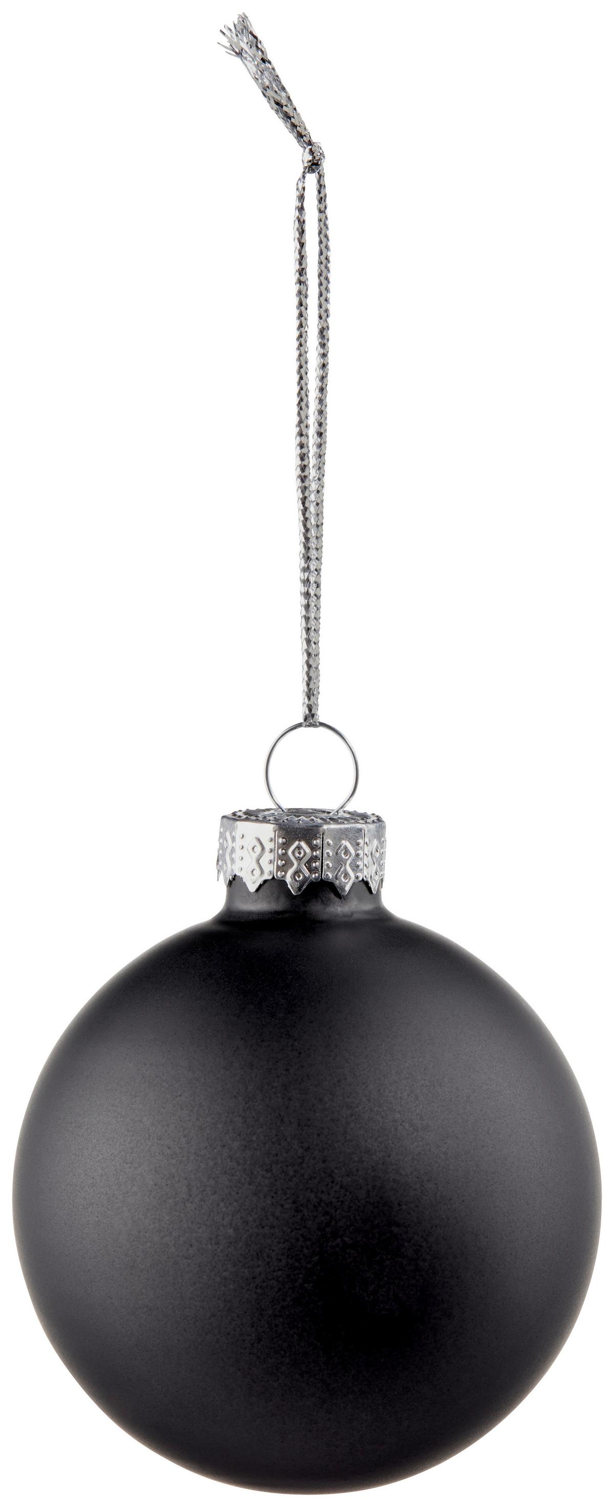 Christbaumkugel Glas Schwarz Set aus 12 Stück glänzend/Matt - Schwarz, MODERN, Glas (6/6cm)