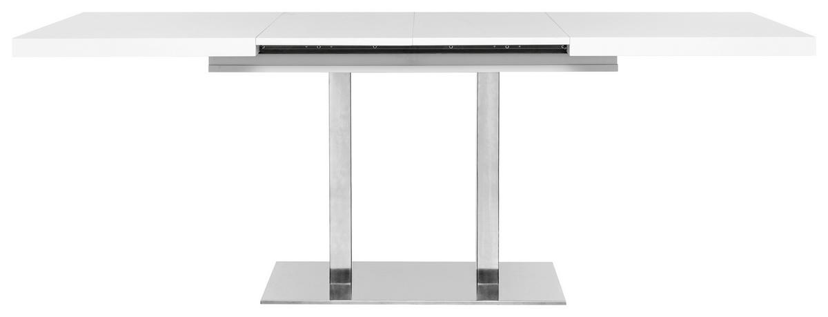 Kihúzható Étkezőasztal Quadrato - nemesacél/fehér, Modern, faalapú anyag/fém (120/80/75cm)