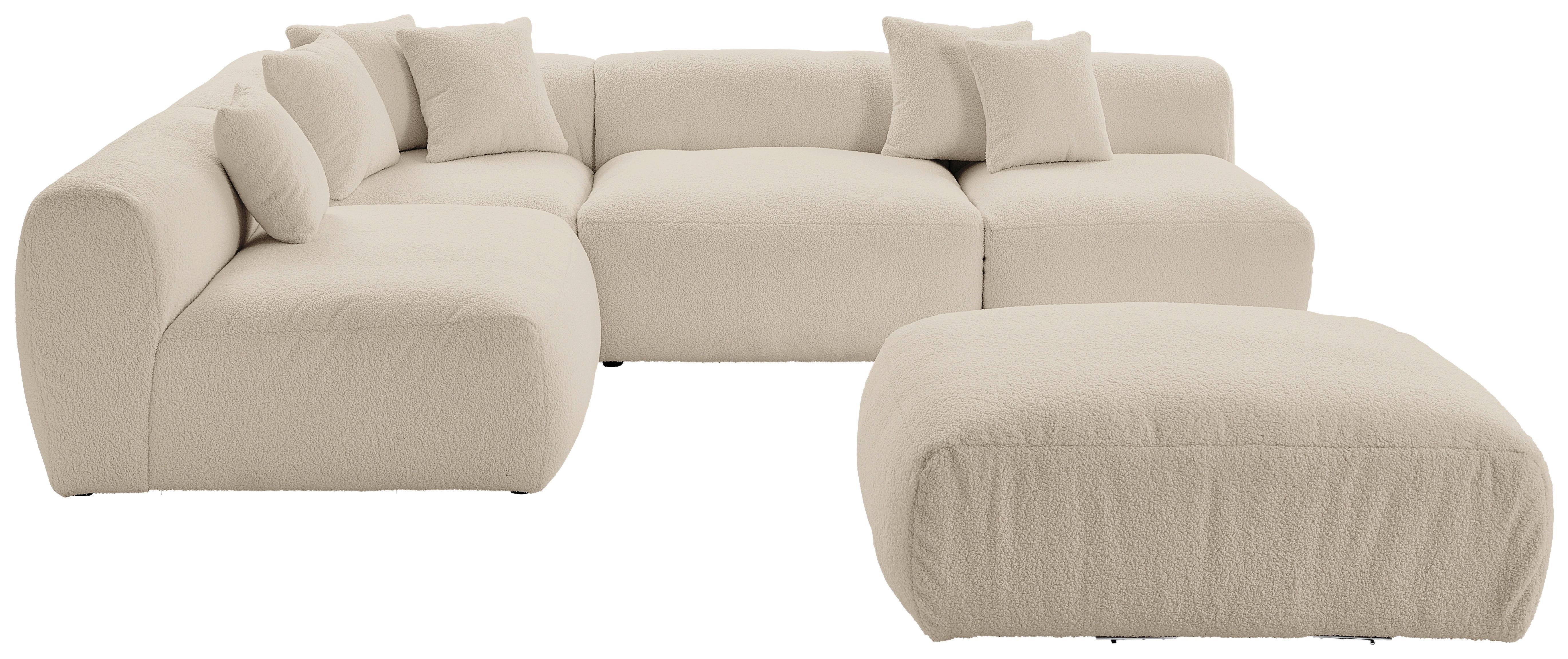 Ecksofa Bloom Beige Teddystoff - Beige, Trend, Textil (215/300cm) - Livetastic