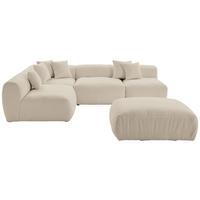 Ecksofa Bloom Beige Teddystoff - Beige, Trend, Textil (215/300cm) - Livetastic