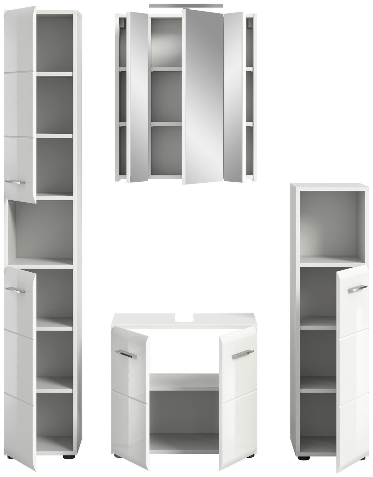 Koupelna Ice, 4-dílna, ca. 120 cm bílá - bílá/černá, Moderní, kompozitní dřevo/plast (120/185/30cm) - MID.YOU