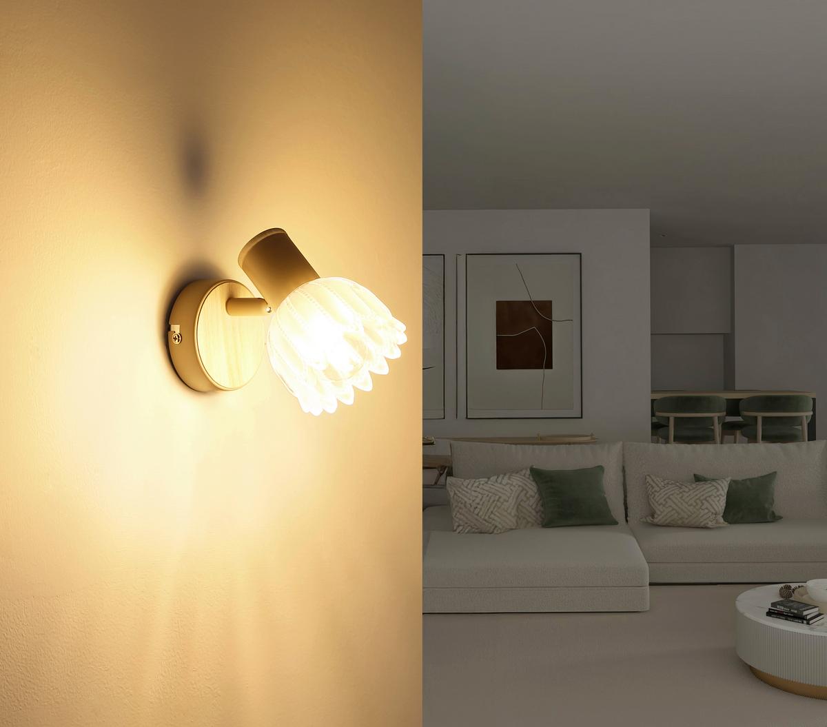 Strahler Exkl. E14, 40w - Sandfarben, KONVENTIONELL, Glas/Metall (9/12cm) - Globo