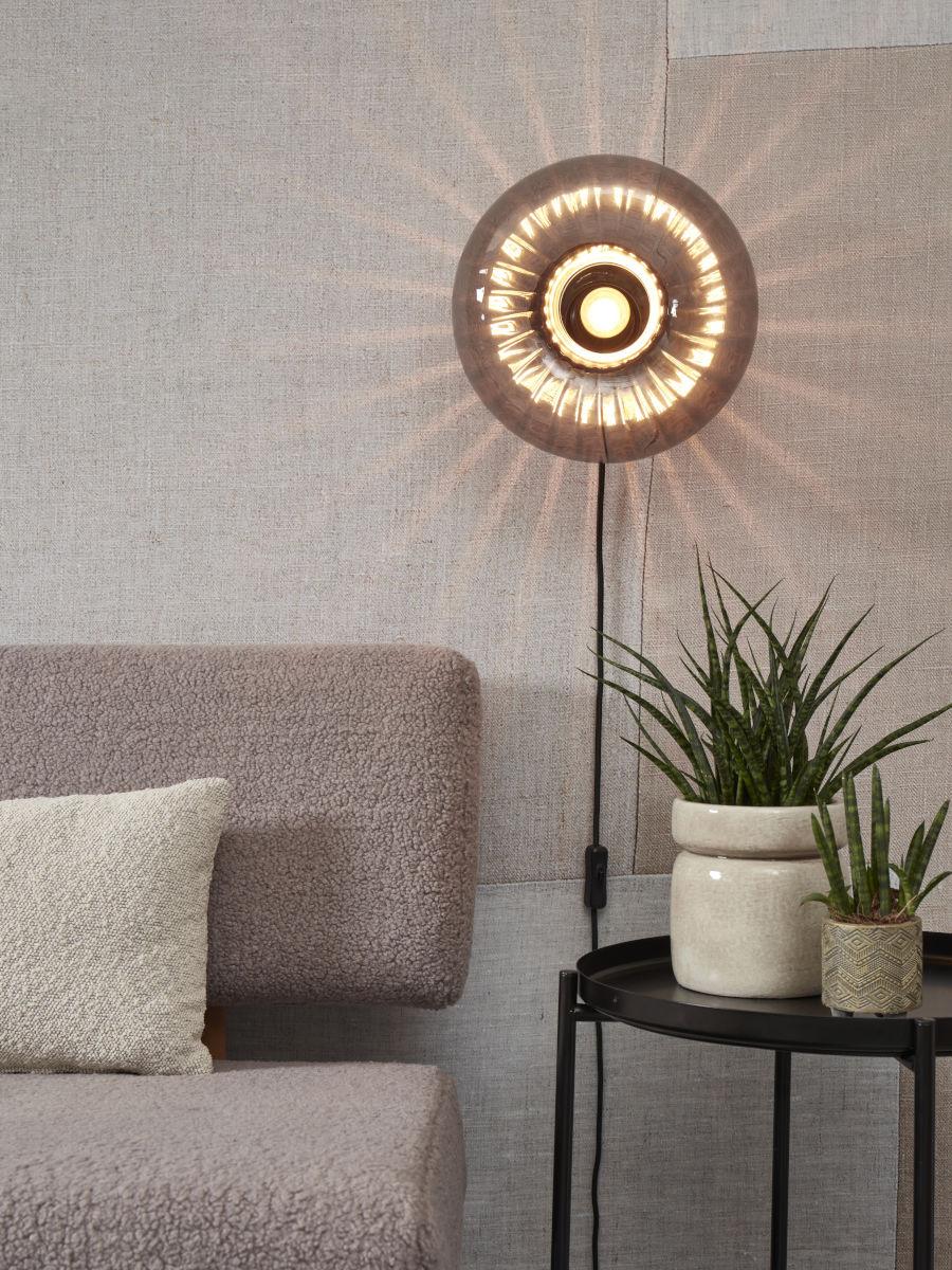 Wandleuchte Brussels 1-Flammig mit Schalter - Anthrazit/Goldfarben, Basics, Glas/Metall (28cm) - It's about Romi
