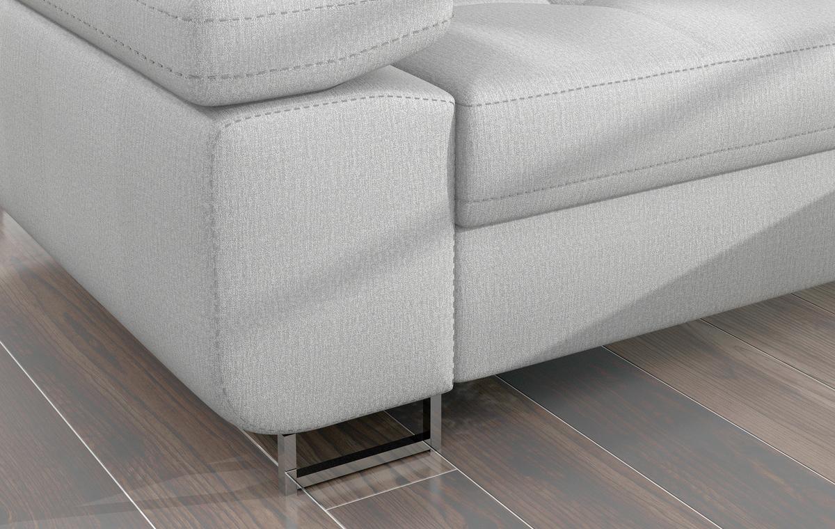 Ecksofa Armando Hellgrau S: 289x203 Cm - Chromfarben/Hellgrau, Design, Textil (289/203cm) - MID.YOU