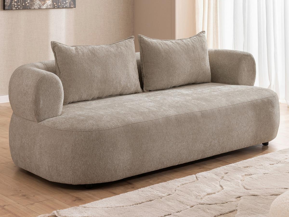 3-Sitzer-Sofa Ferro Hellbraun B: 200 cm - Hellbraun/Schwarz, Design, Textil (200/76/96cm) - Livetastic