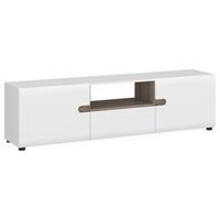 TV-Element Linate B: 164 cm Alpinweiss/Trüffel Eiche Dekor - Weiß Hochglanz/Trüffeleichefarben, MODERN, Holzwerkstoff (164/45,7/42cm)