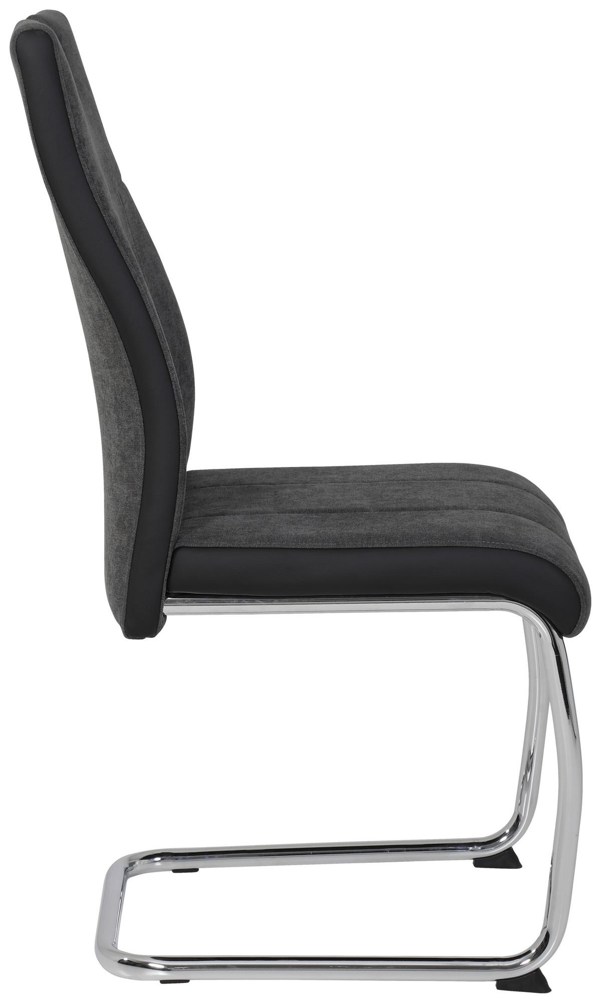 Essgruppe Alina G 5--Teilig. Hellbraun/anthrazit - Chromfarben/Hellbraun, MODERN, Holzwerkstoff/Textil (120-160/80/76cm) - MID.YOU
