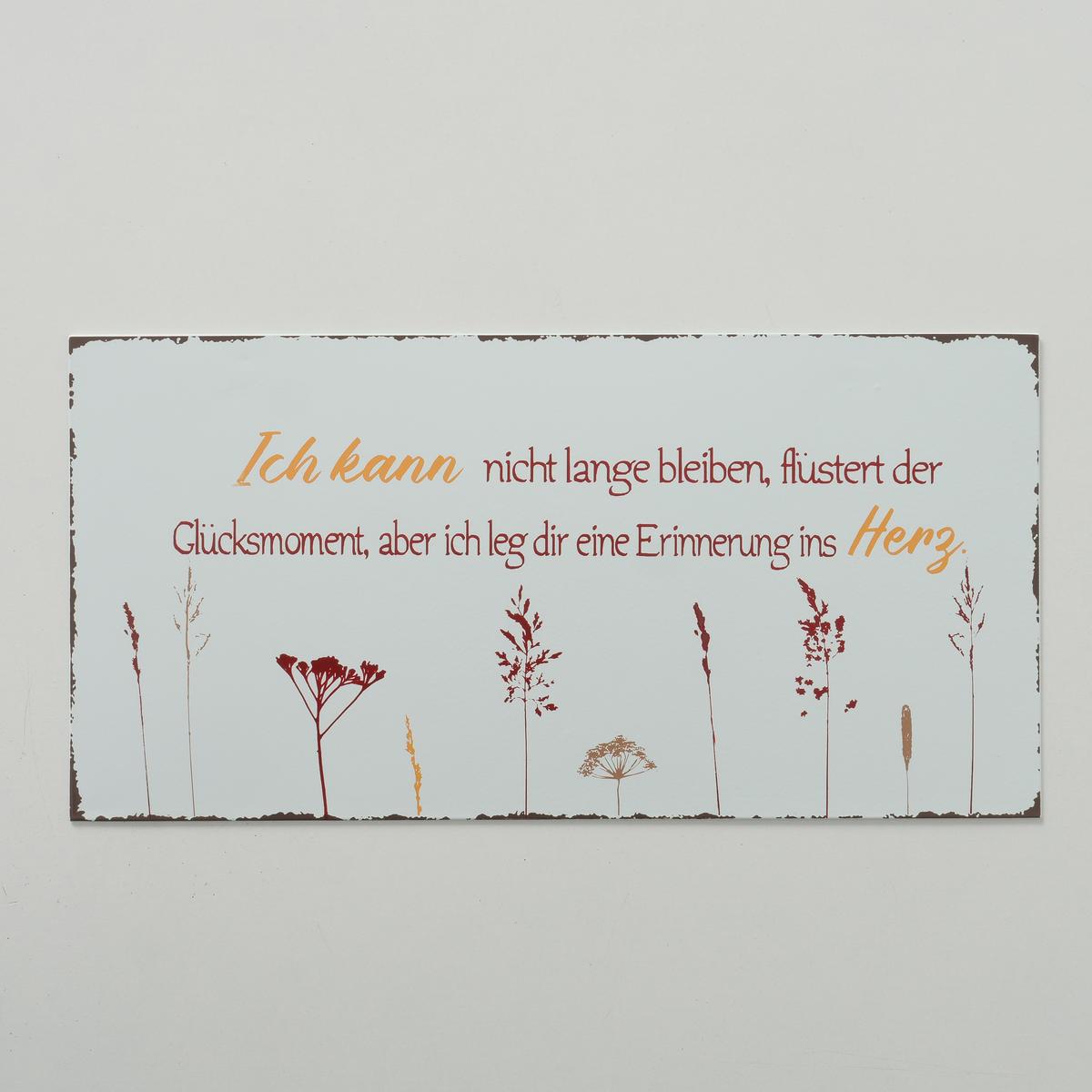 Metallbild Gräser - Blau/Creme, MODERN, Metall (20/40cm)