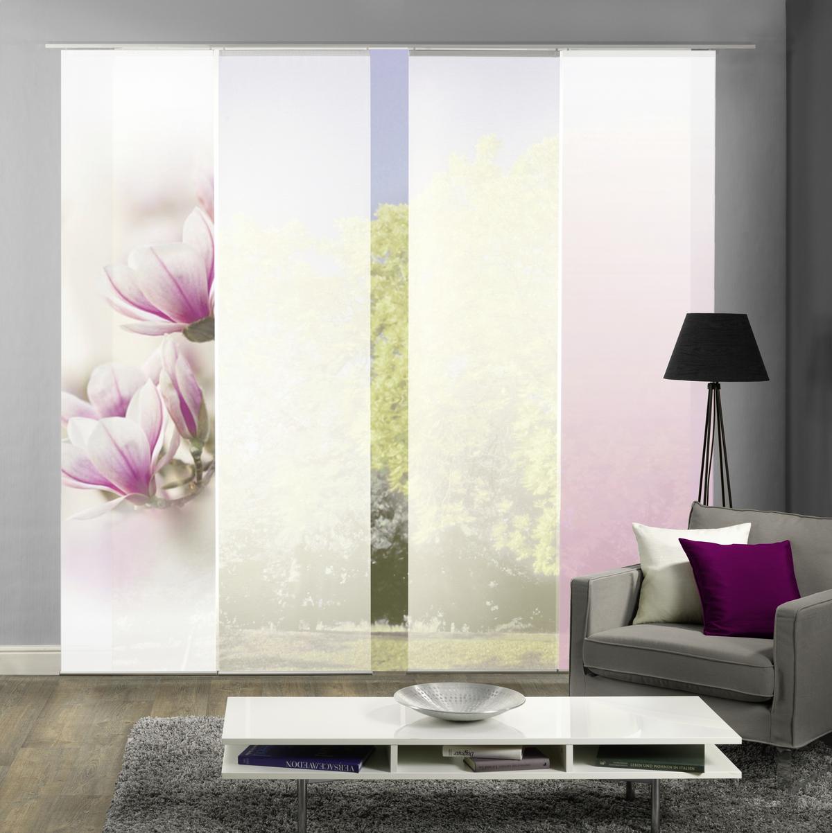 Vorhang mit Paneelwagen Magnene 60x245 cm Rosa/Weiß - Rosa, Basics, Textil (60/245cm)