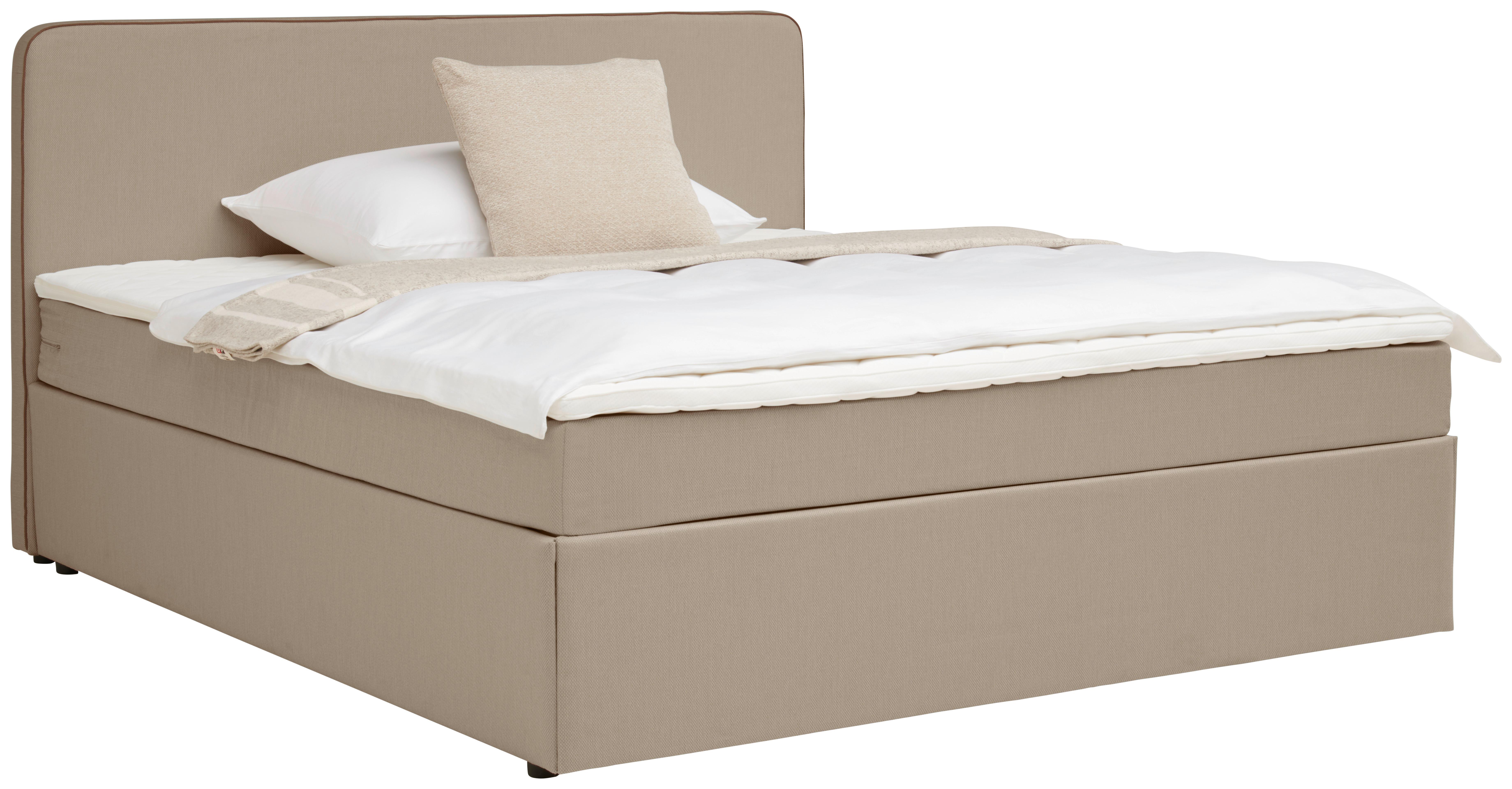 Boxspringbett Mit Topper 180x200 Cm Anton Beige - Beige, KONVENTIONELL, Holz/Textil (180/200cm) - P & B