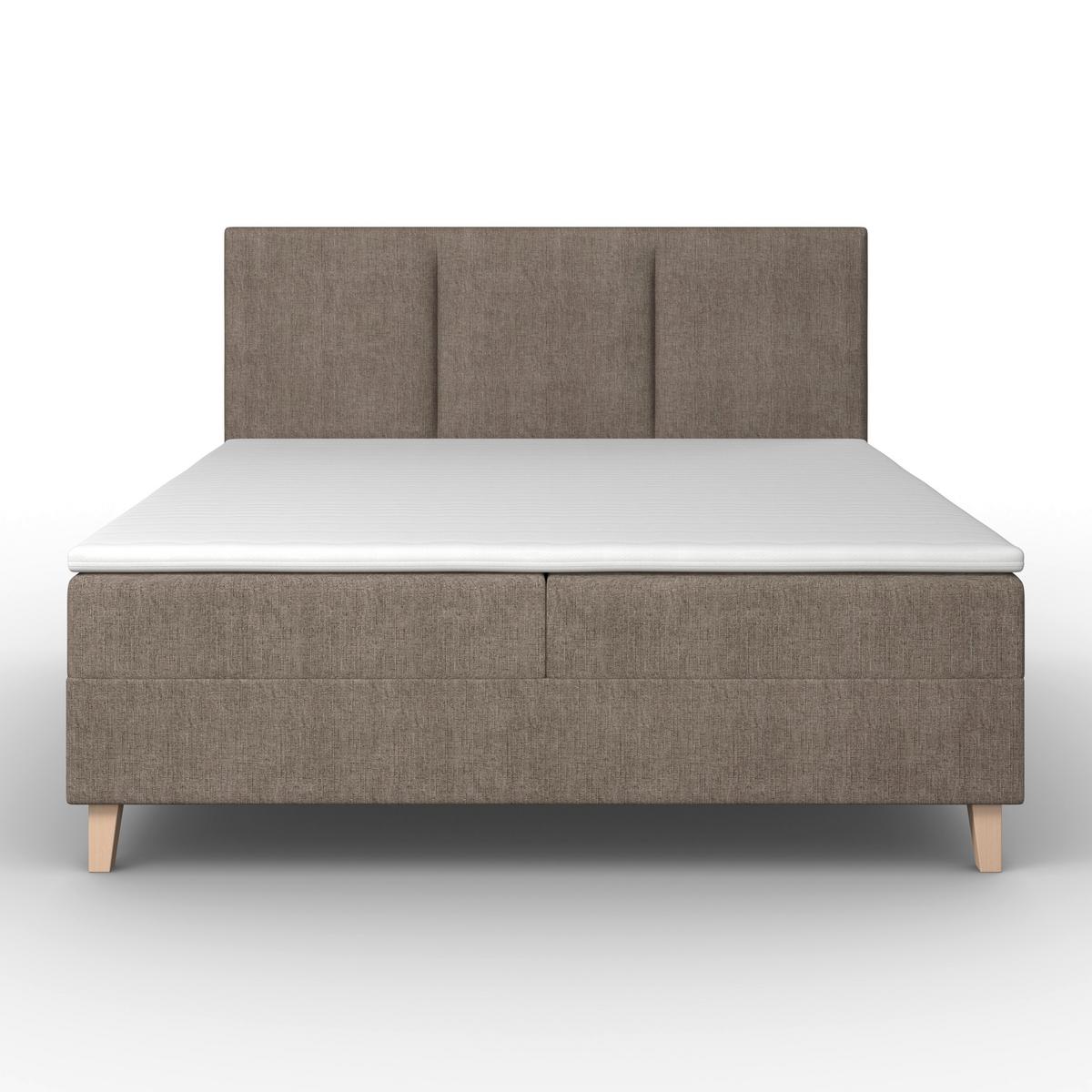 Boxspringová posteľ MONZA 180x200, hnedá - hnedá/farba duba, Modern, drevo/textil (180/200cm) - Bessagi Home