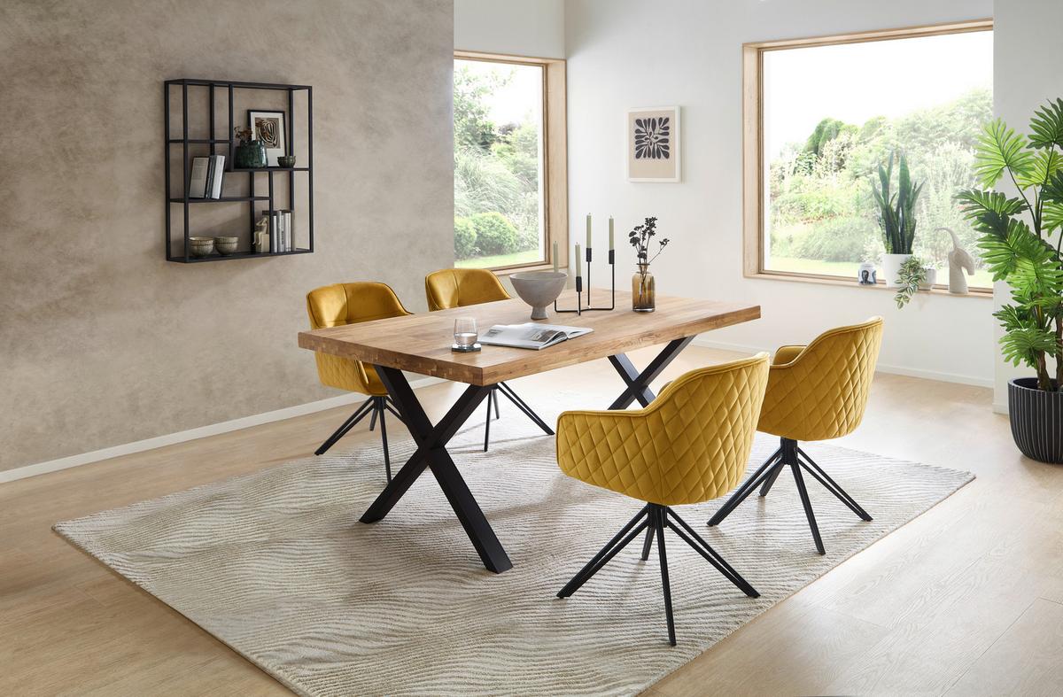 Esstisch Chris X 180x76x100 Cm Eiche/schwarz - Eichefarben/Schwarz, MODERN, Holz/Metall (180/100/76cm) - Livetastic
