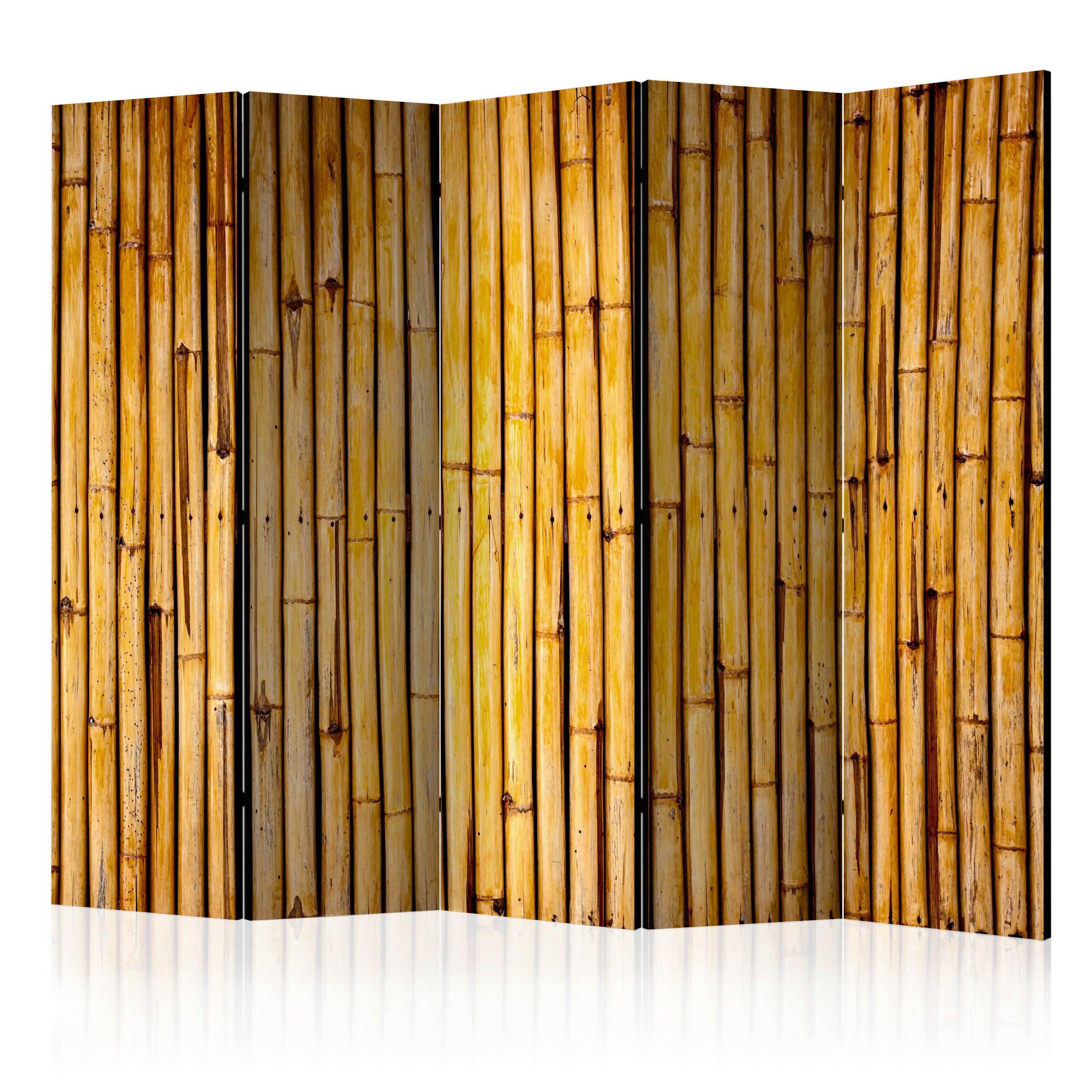 Paravent Gelb Hellbraun B: 225 cm - Hellbraun/Gelb, Basics, Holz/Textil (225/172/3cm) - artgeist