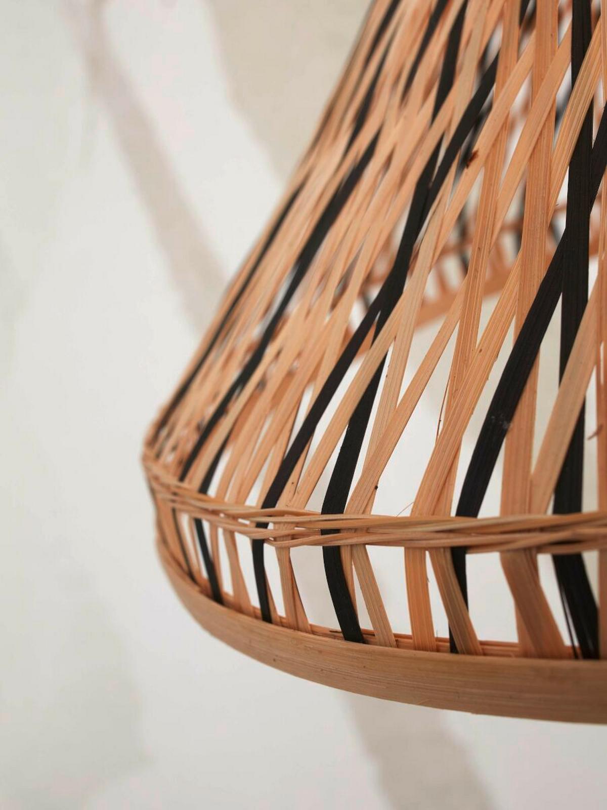 Hängeleuchte Tahiti/h45/bn - Schwarz/Naturfarben, Trend, Holz (45/45/20cm) - Good & Mojo