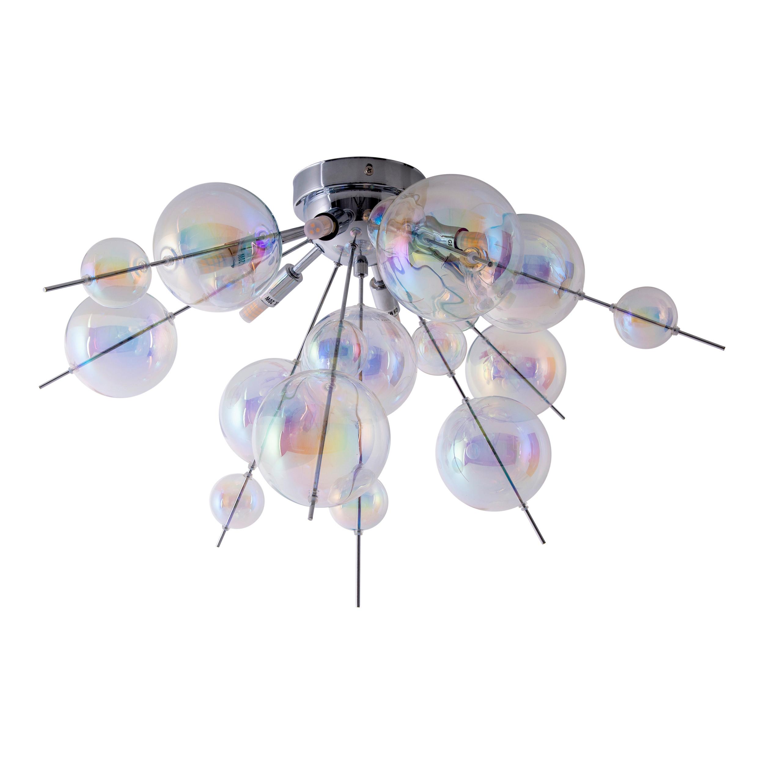 Deckenleuchte Explosion Ø 57 Cm 6-Flammig Aus Glaskugeln - Chromfarben, Trend, Glas/Metall (57/38cm) - Näve