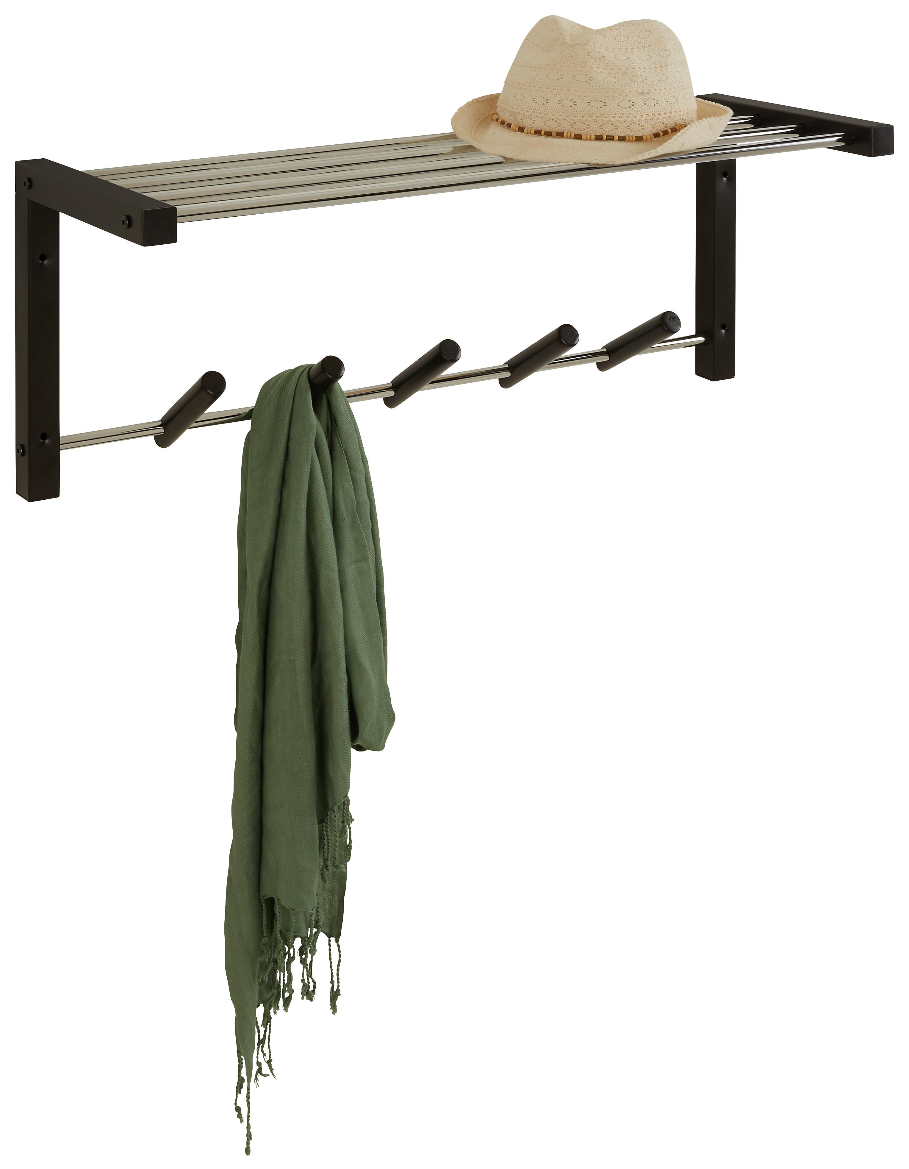 Nástěnná šatna BENNY - černá/barvy chromu, Konvenční, kov/dřevo (79/30/25cm) - Mömax