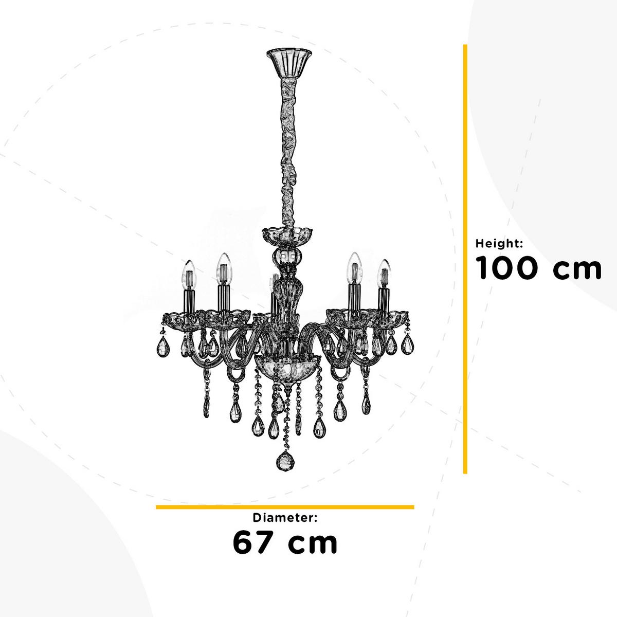 Kronleuchter 809/5 Linda - Bernsteinfarben, KONVENTIONELL, Glas/Metall (67/100cm)