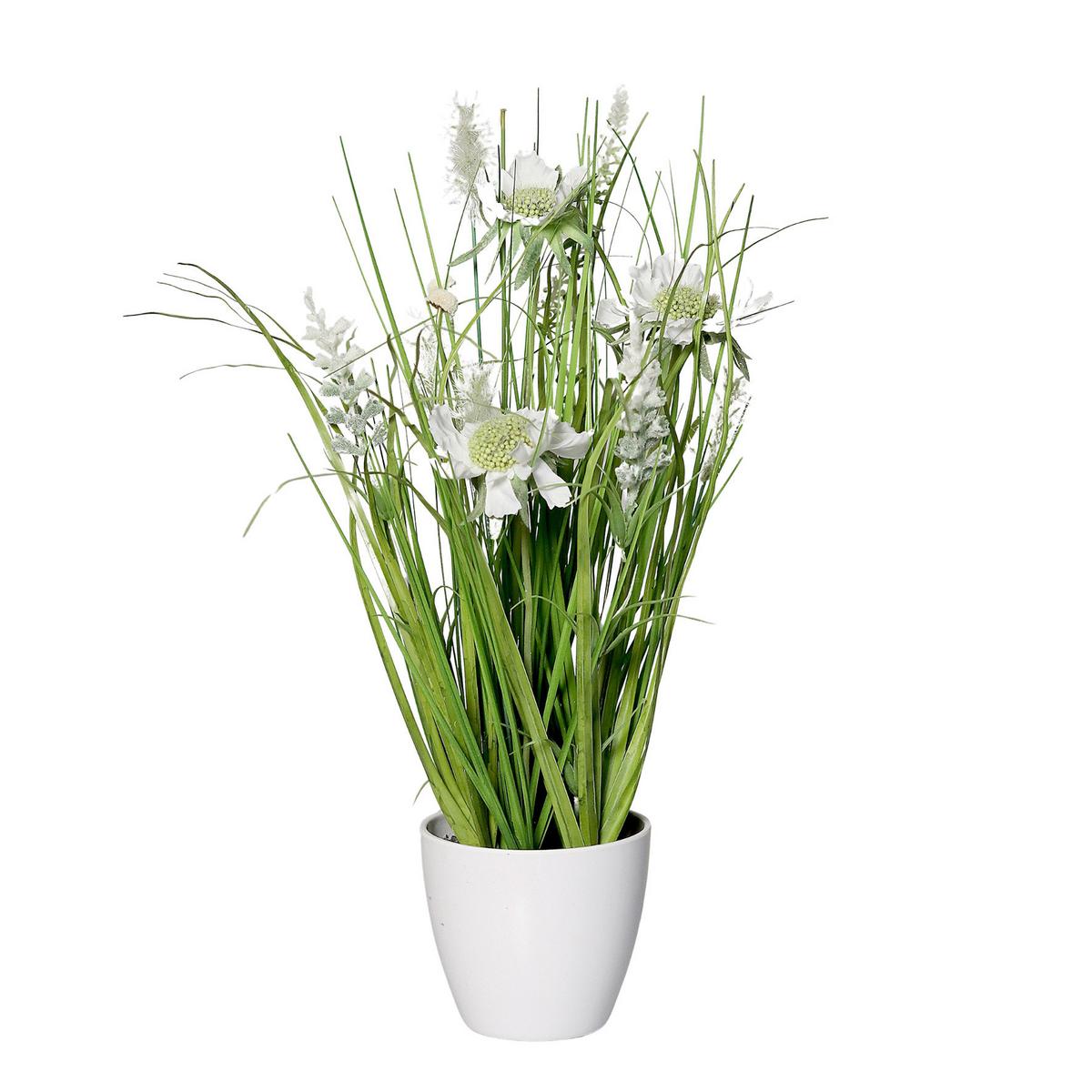 Kunstblume Wiesenblumengras - Weiß, Basics (38cm)