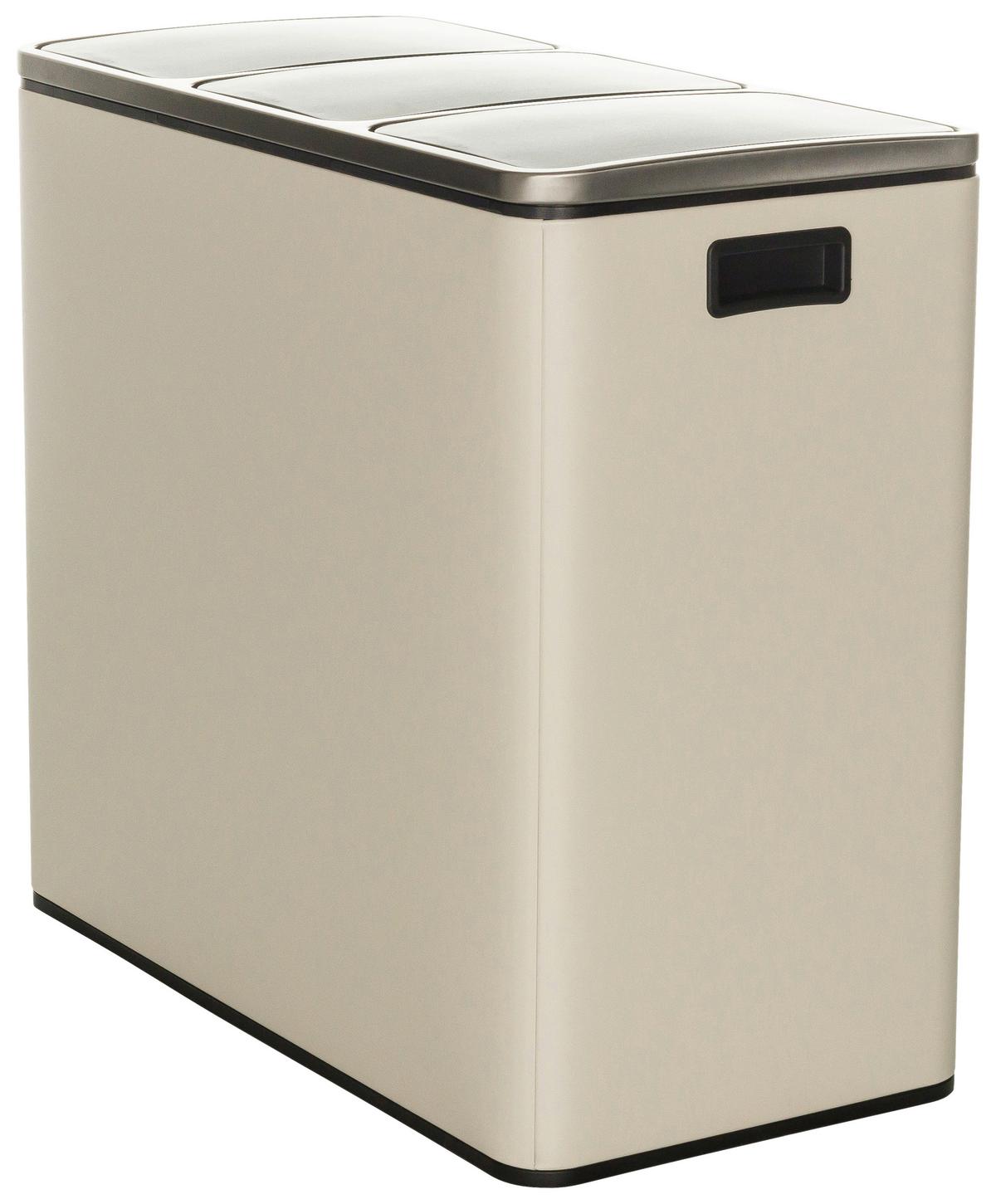 Abfallsammler Clean Ix - Beige/Schwarz, Basics, Kunststoff/Metall (61/56/31,5cm) - MID.YOU