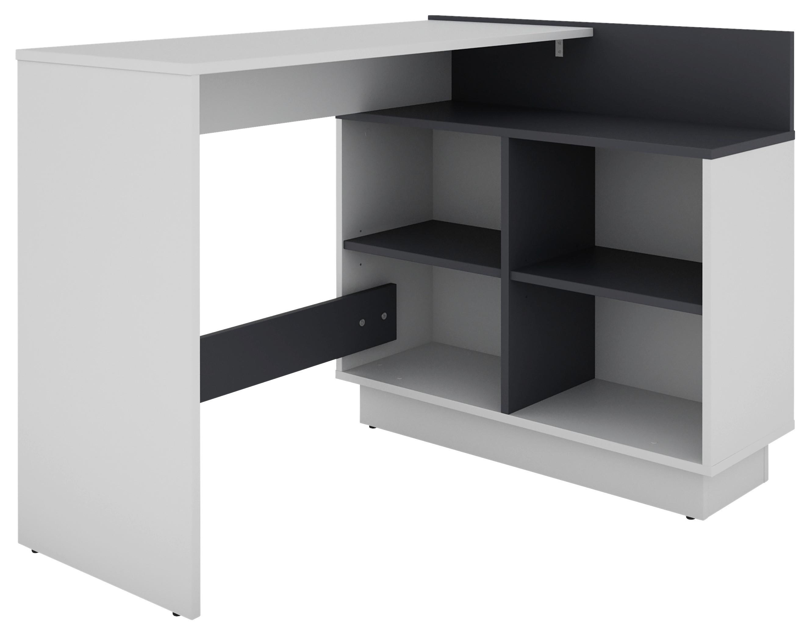 Eckschreibtisch Berni - Graphitfarben/Weiß, MODERN, Holzwerkstoff (102/80/77,5cm) - MID.YOU