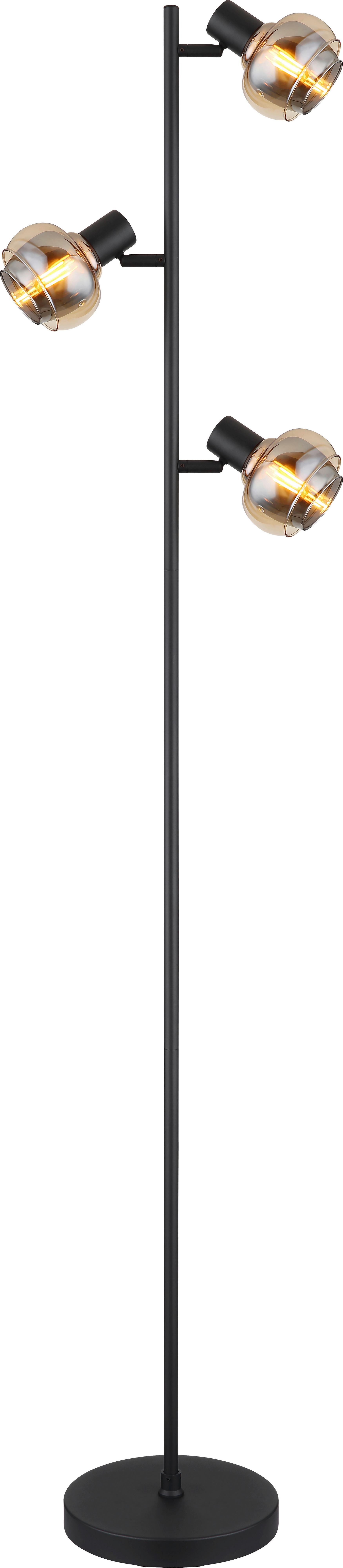 STEHLEUCHTE JULIUS - Bernsteinfarben/Schwarz, MODERN, Glas/Metall (25/23/154cm) - James Wood