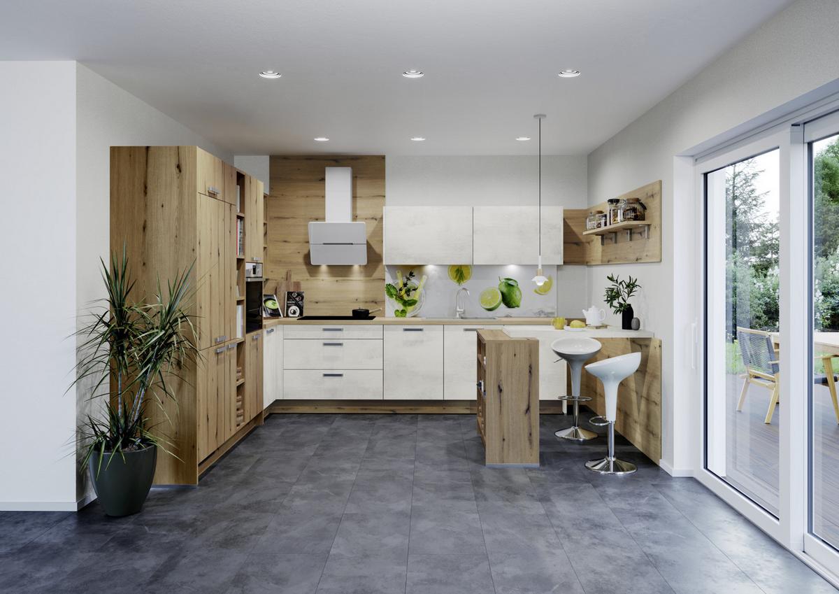 Einbauküche Plan/Base Frei Planbar Modernes Design - Eichefarben/Grau, MODERN, Holzwerkstoff - Express