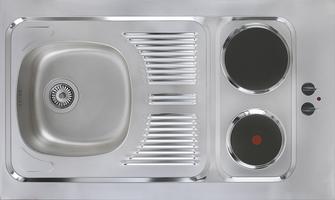 Schrankküche Economy 104cm Weiß/Grau Kochfeld/Spüle Schrankküche Economy 104cm Weiß/Grau Kochfeld/Spüle