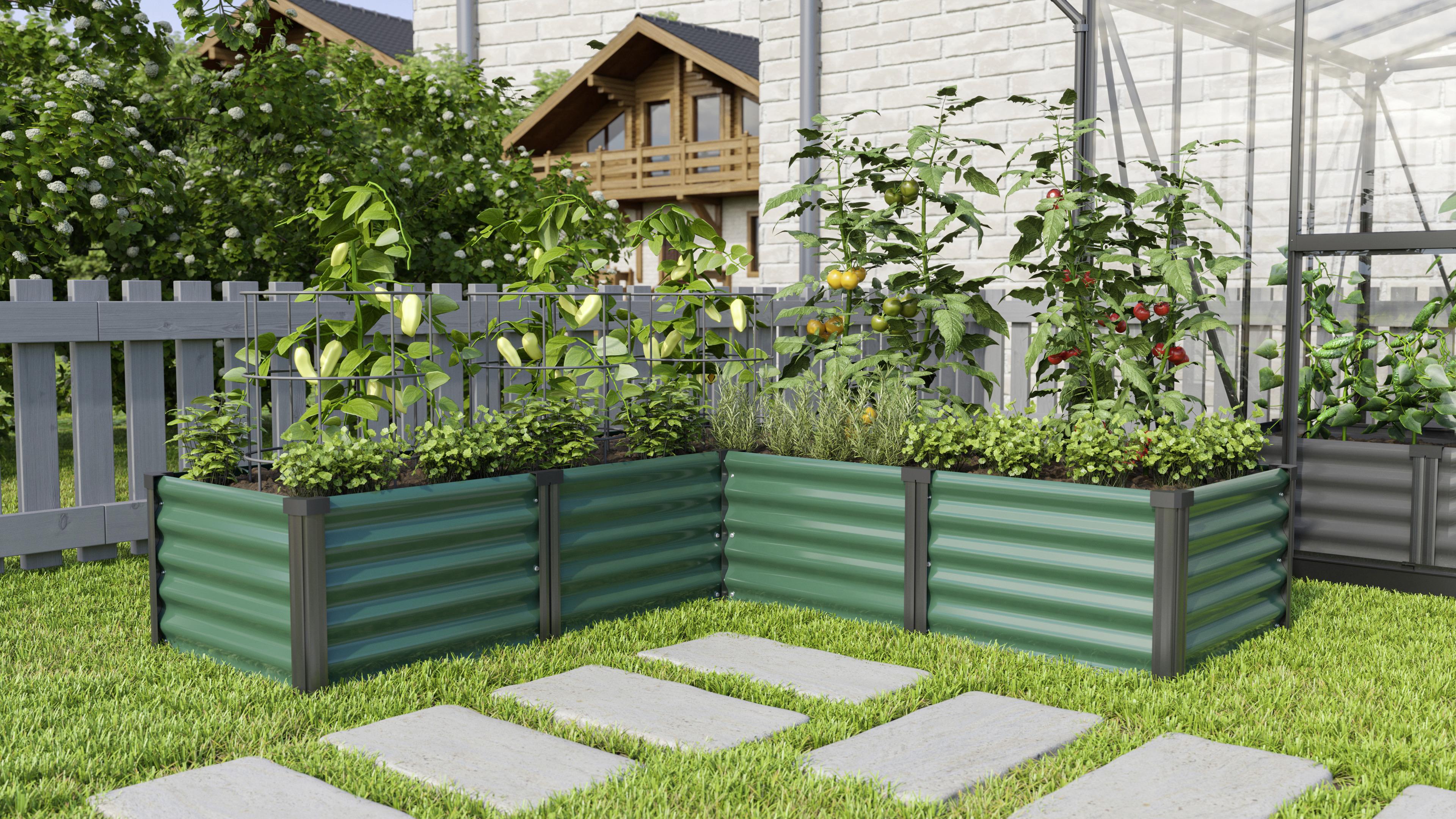 Hochbeet Stahl Linus In & Out BxHxT: 185x40x185 cm Dunkelgrün