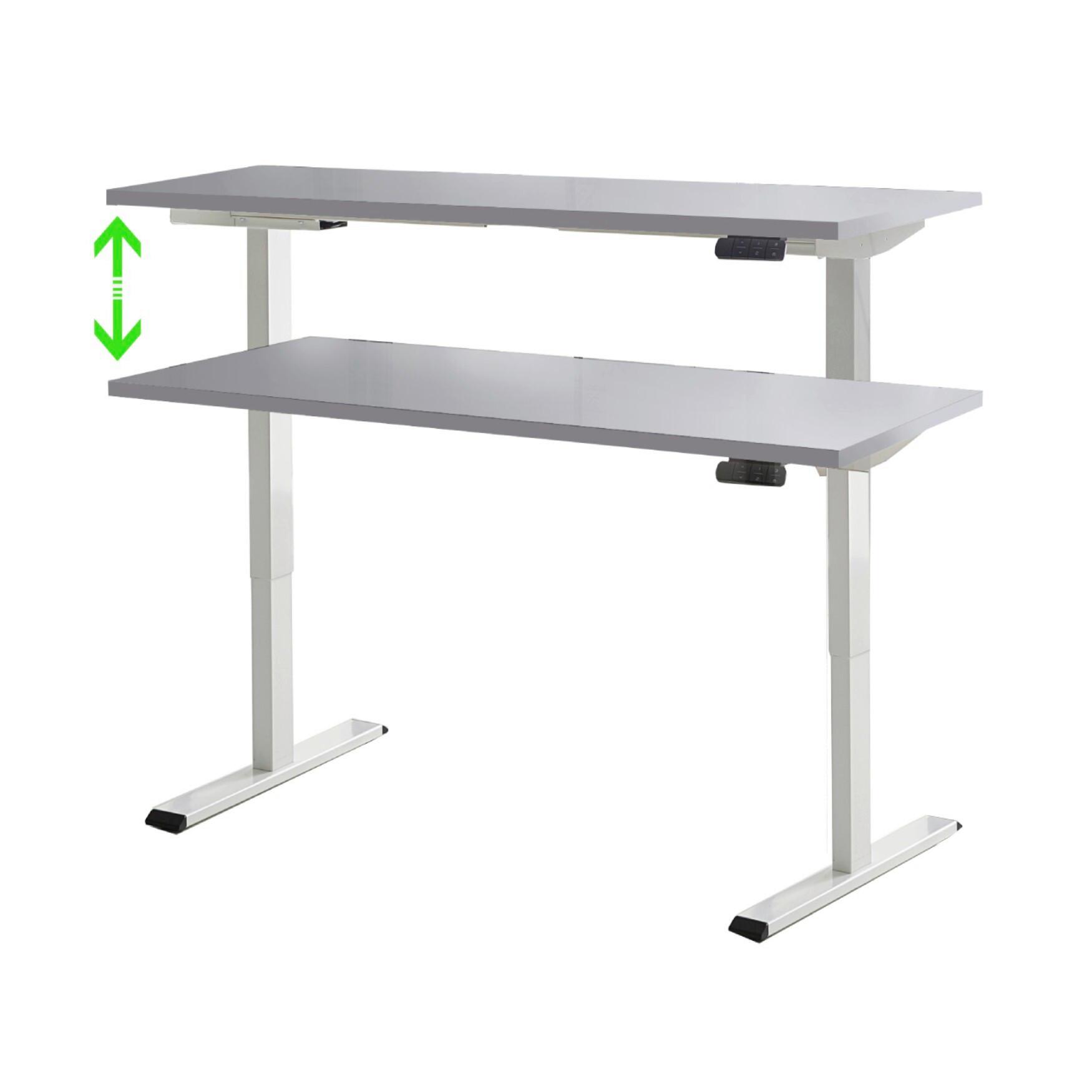 Schreibtisch Office Edition Weiß/Grau L: 160cm - Weiß/Grau, MODERN, Holzwerkstoff/Metall (160/80/69-119cm) - MID.YOU