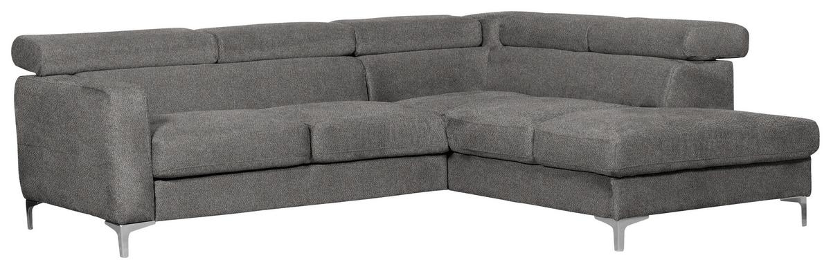 Ecksofa Sammy Graubraun - Chromfarben/Graubraun, Design, Textil (242/207cm) - Livetastic