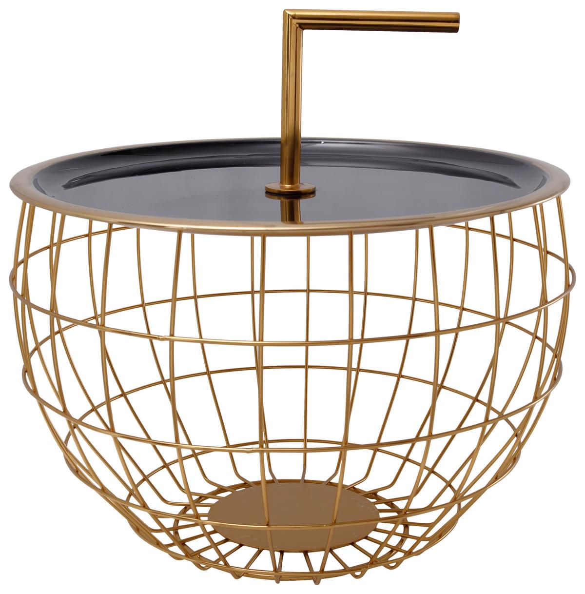 Beistelltisch Art Deco 545 Goldfarben/schwarz B: 42,5 Cm - Goldfarben/Schwarz, Design, Metall (42,5/42,5/29cm) - Kayoom