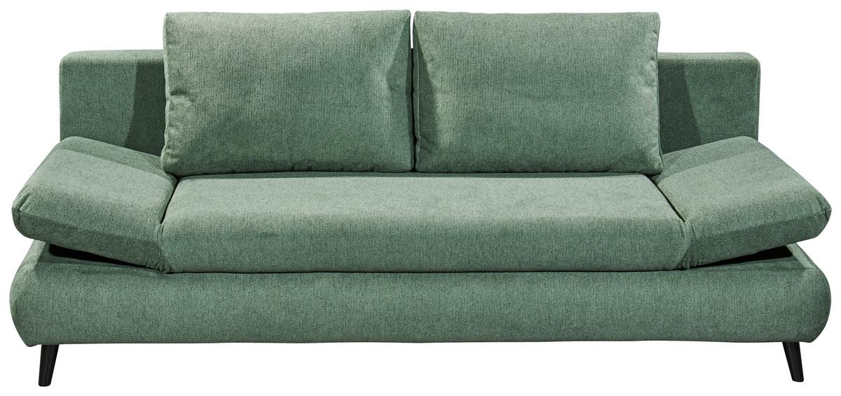 Schlafsofa Sunny 3dl Grün B: 212 Cm - Schwarz/Grün, KONVENTIONELL, Holzwerkstoff/Textil (212/88/101cm) - MID.YOU