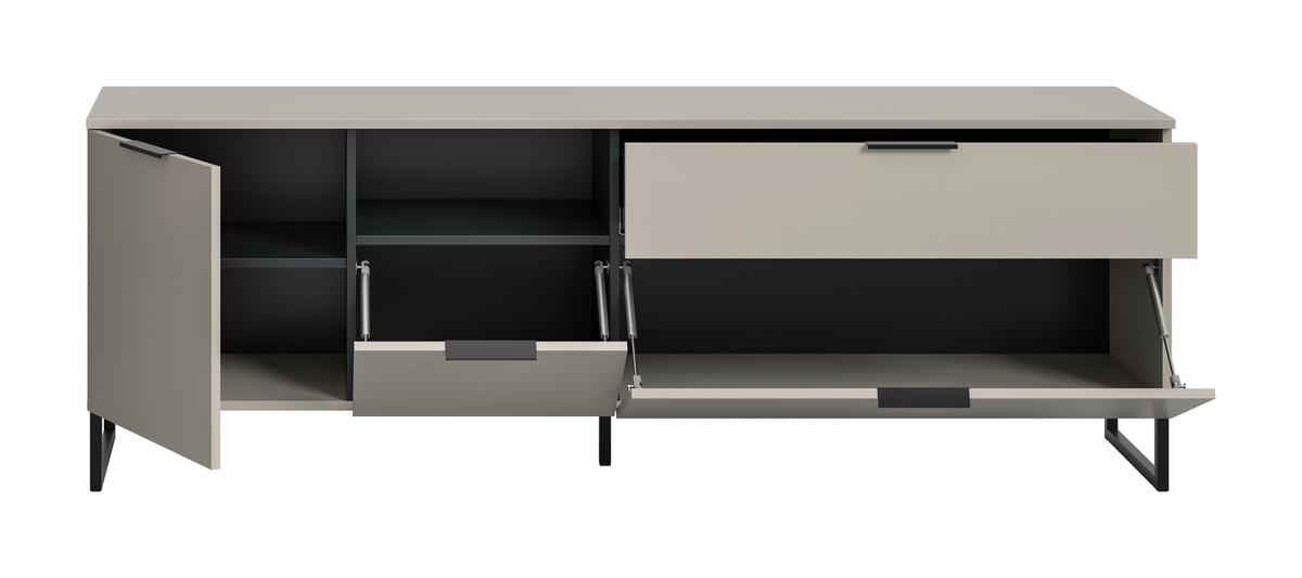 Lowboard Noida Kaschmir B: 185 Cm - Kaschmir/Schwarz, Design, Holzwerkstoff (185/64/41cm) - Livetastic