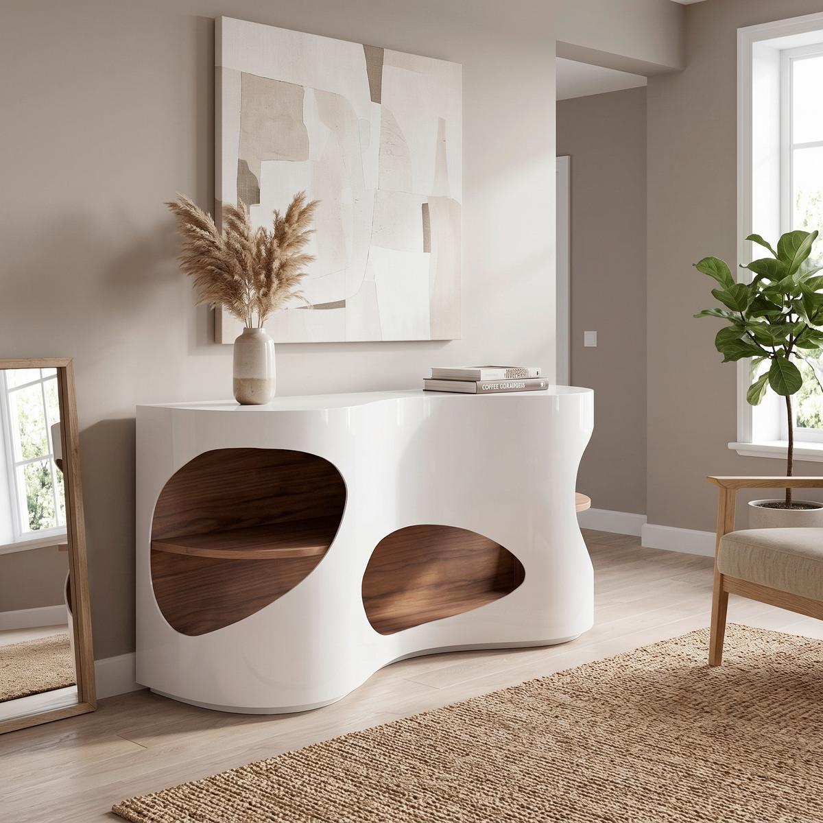 SIDEBOARD Weiß HG/Walnussfarben B: 150cm - Weiß Hochglanz/Walnussfarben, Design, Holzwerkstoff (150/75/40cm) - Livetastic