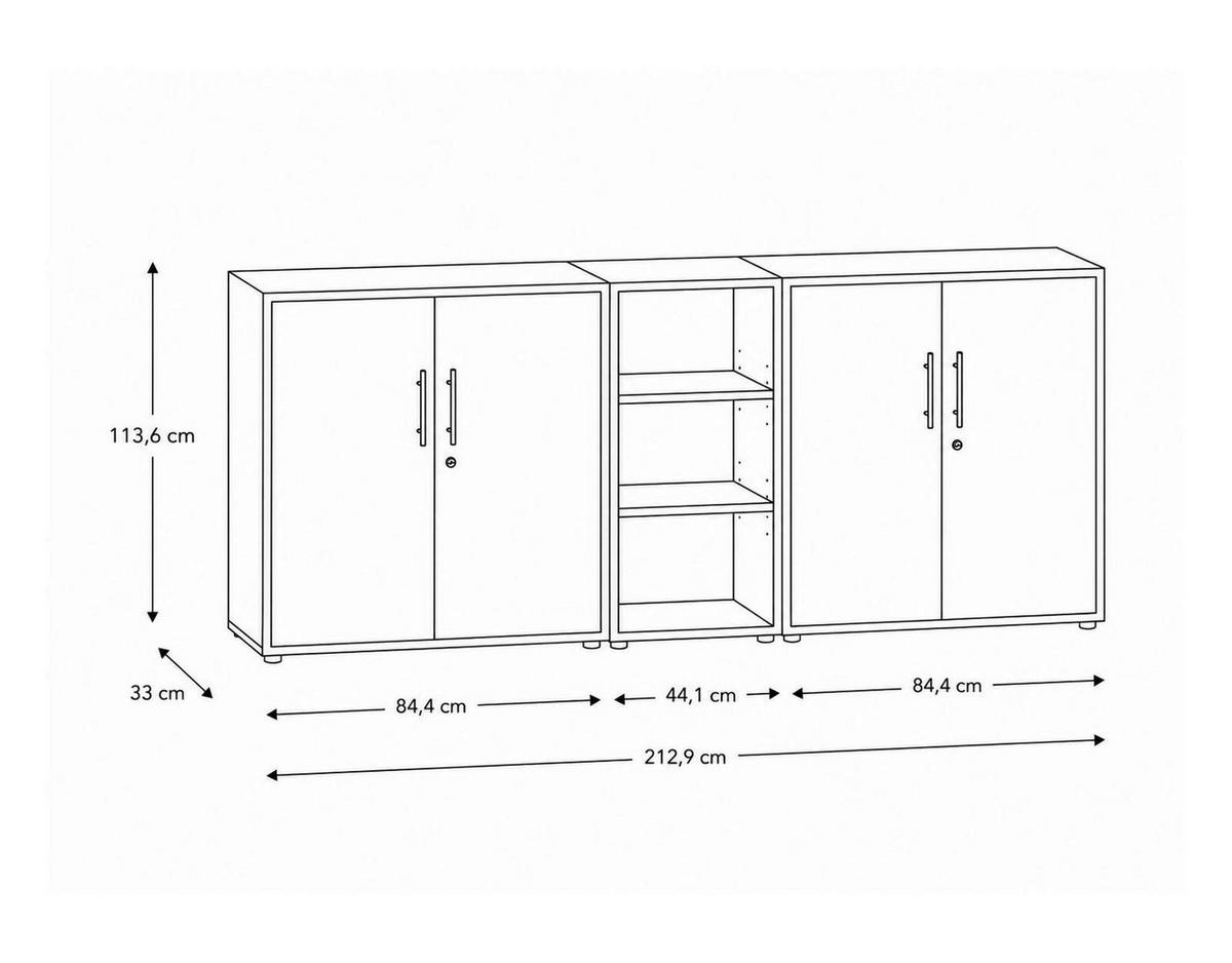 AKTENSCHRANK OFFICE EDITION - SW SET 8 - Anthrazit/Weiß, MODERN, Holzwerkstoff (212,9/113,6/33cm) - MID.YOU