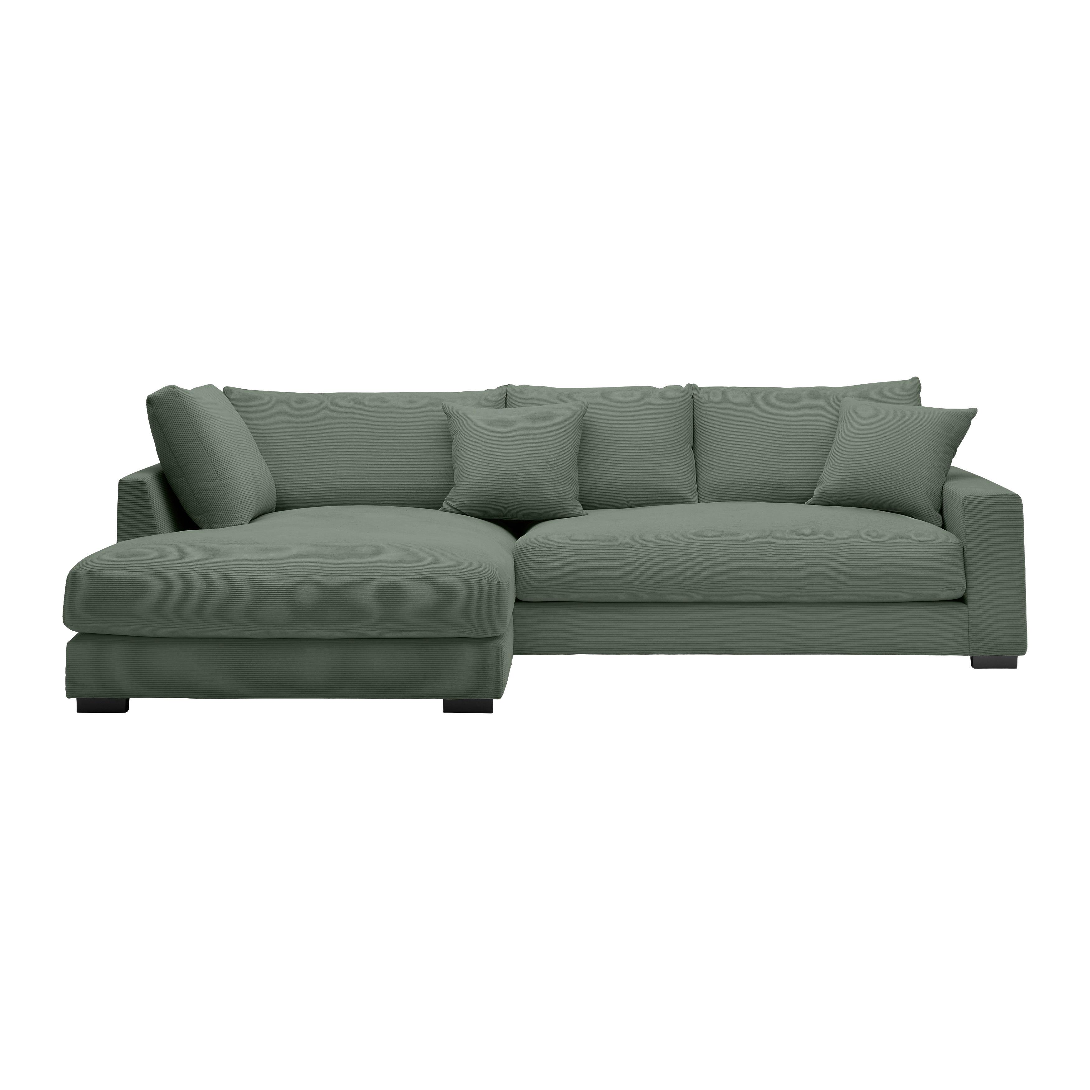 Rohová sedačka PEDRO, levá, světle zelená - černá/světle zelená, Moderní, textil/plast (190/300cm) - Mömax