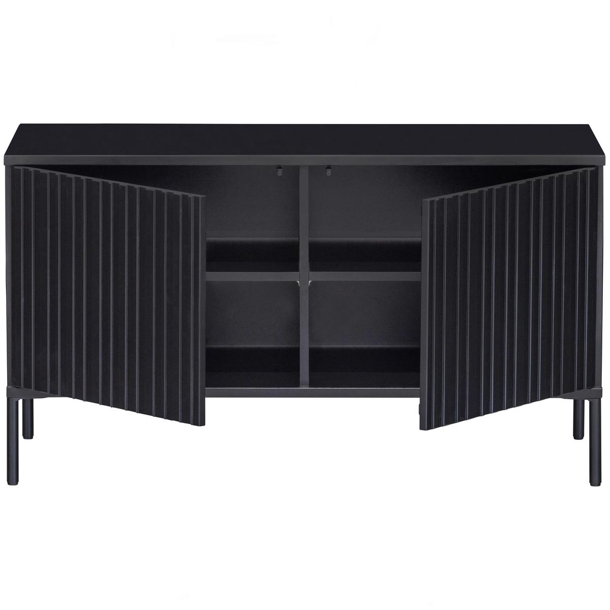 LOWBOARD Gravure Schwarz B: 100cm - Schwarz, Design, Holz (100/56/44cm) - Livetastic