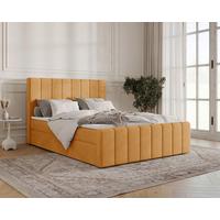Boxbett Lila mit Topper 180x200 - Currygelb/Schwarz, MODERN, Holz/Kunststoff (180/200cm) - Livetastic