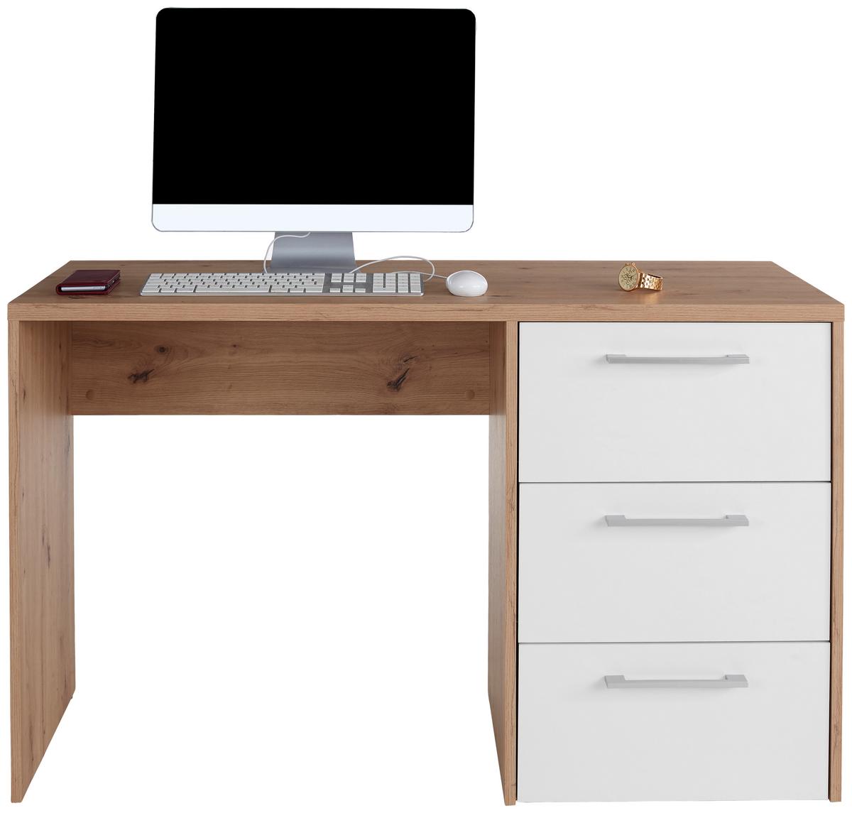 Schreibtisch Mit Stauraum B 123,4cm H 73cm Box, Eiche - Eichefarben, MODERN, Holzwerkstoff (123,4/73/50cm) - Ondega