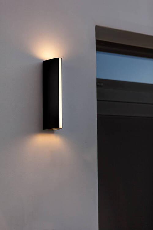 Außenwandleuchte Leo 14,5w Aluminium, Wandmontage - Schwarz, Design, Metall (30/6,6/8,8cm)