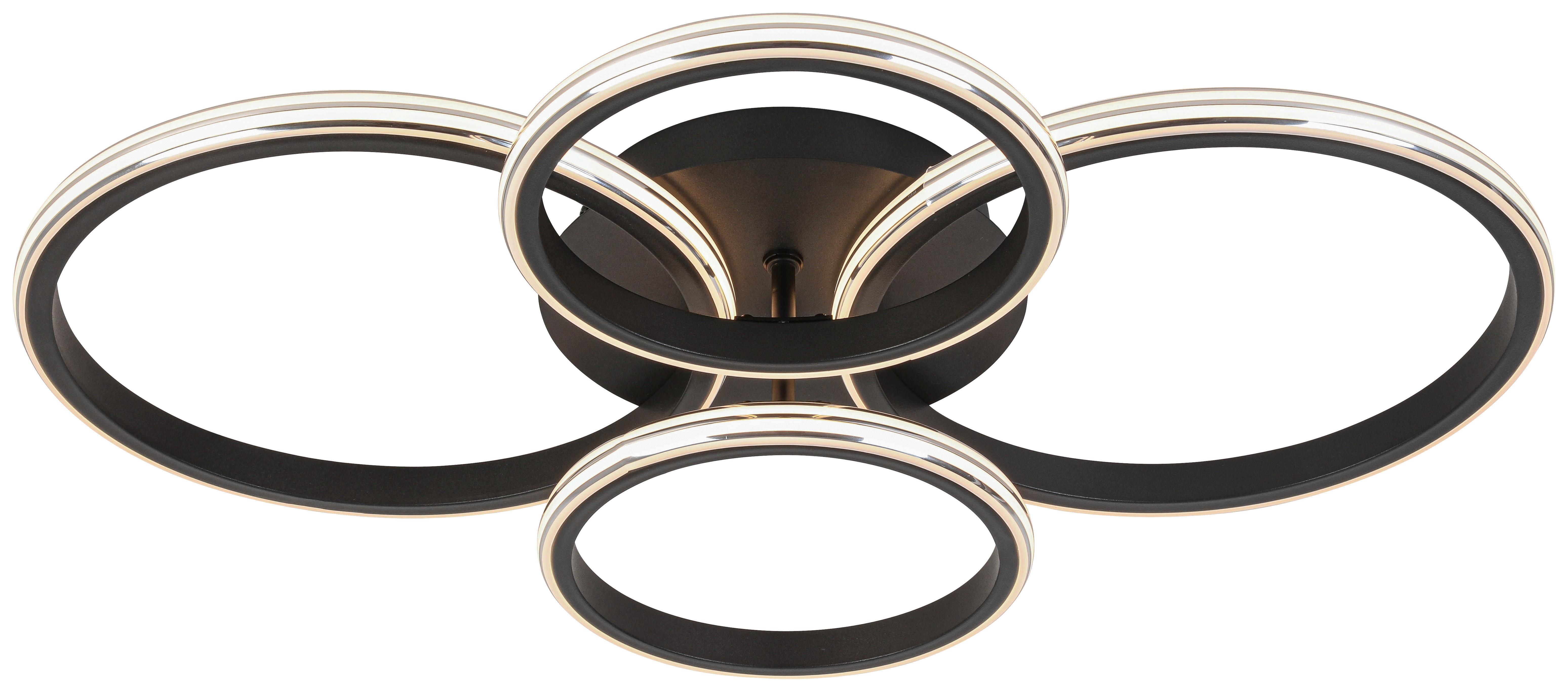 STROPNÉ LED SVIETIDLO MAXI - čierna/chrómová, Modern, kov/plast (62/46/9cm) - Mömax